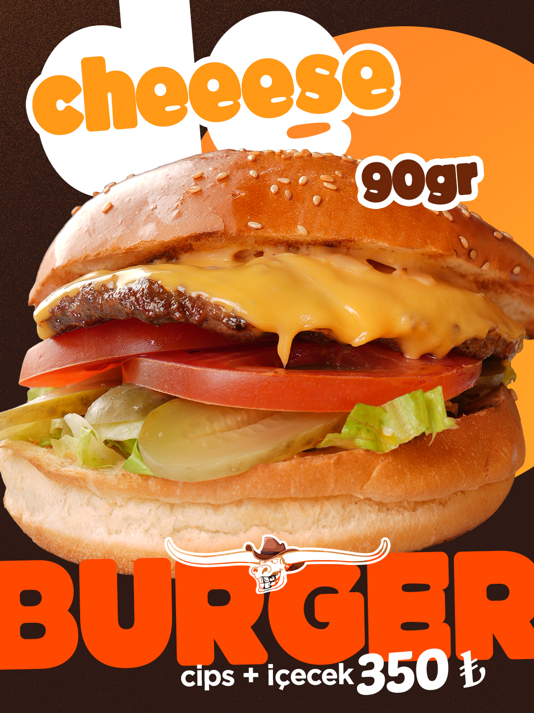 Cheese Burger — cips ve içecekli menü